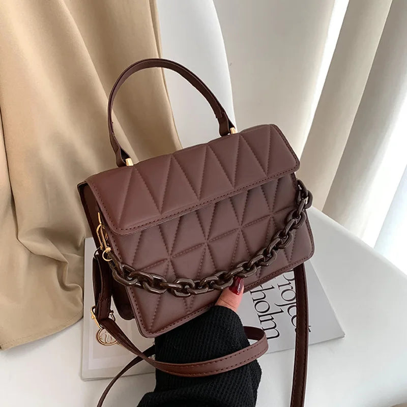 Trendy Plaid Women Shoulder Bag Fashion Chain Crossbody Bags Brand Designer Handbags and Purses Small Flap Top Handle Bags