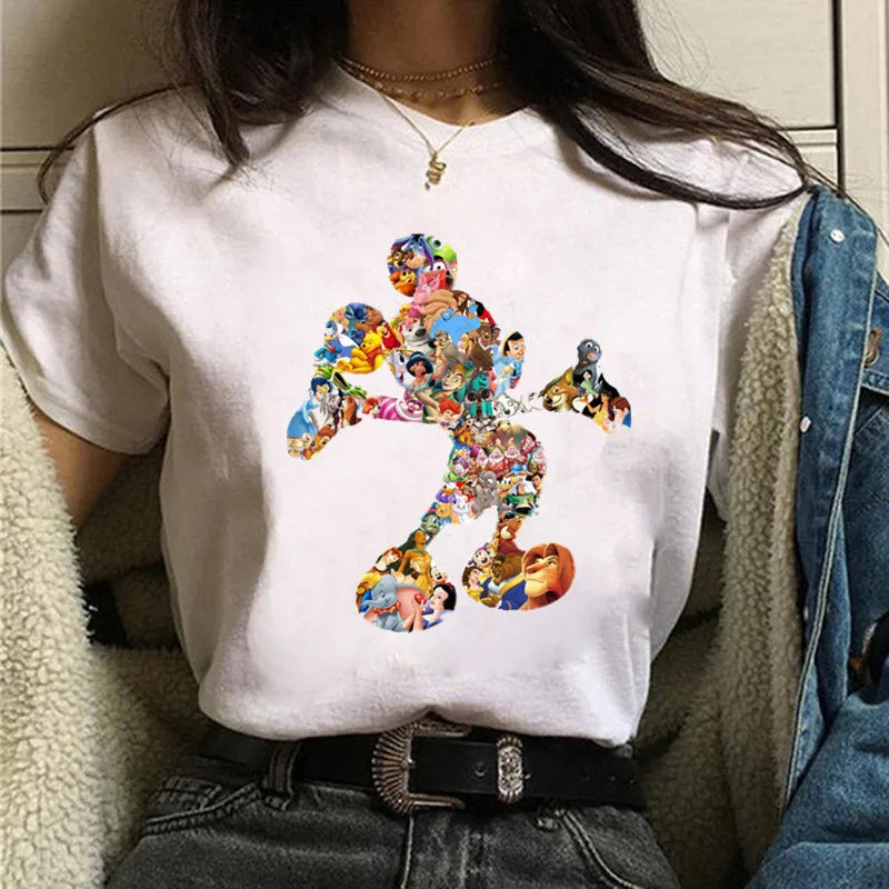 Fashion Mickey Minnie Mouse Disney T-shirt Women's Clothing Summer